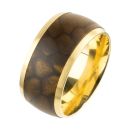 Ring Ernstes Design Edelstahl gelb beschichtet mit silk wood braun R384